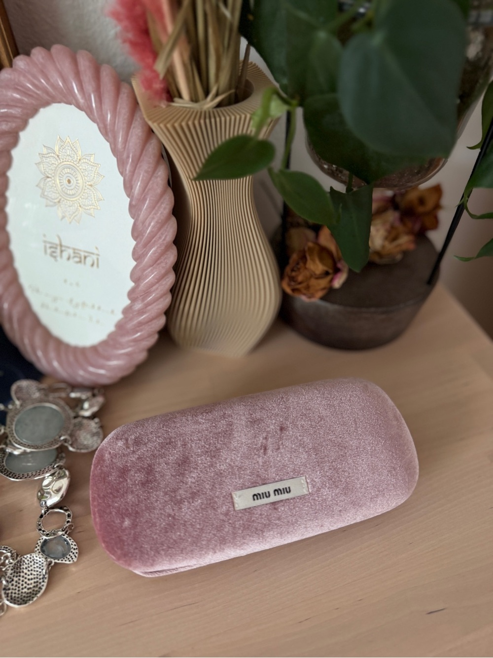 Miu Miu Pink Velvet Eyeglass Case
